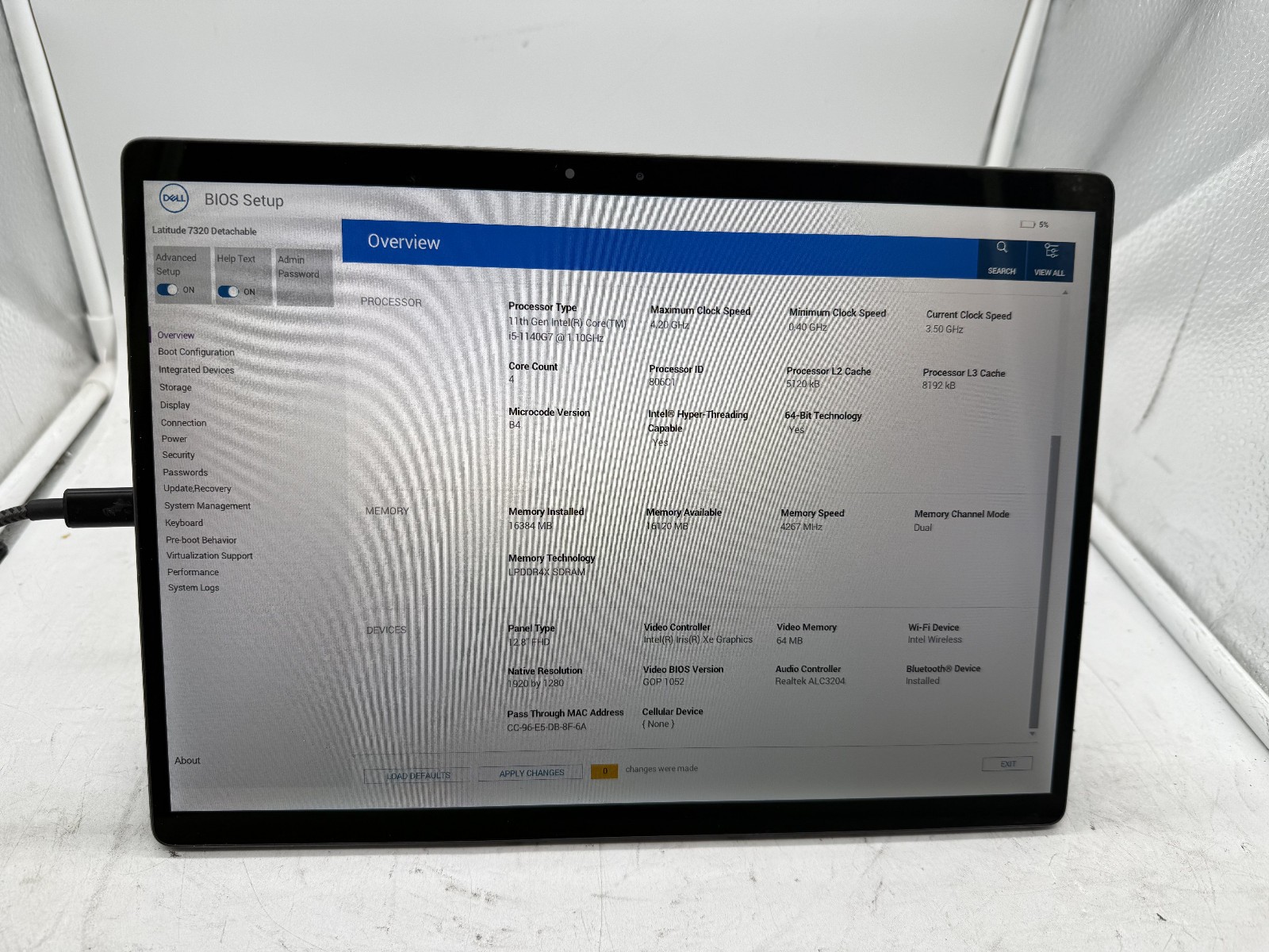 Dell Latitude 7320 2 in 1 Laptop/Detachable -core i5-1140G7 16GB NO SSD/OS