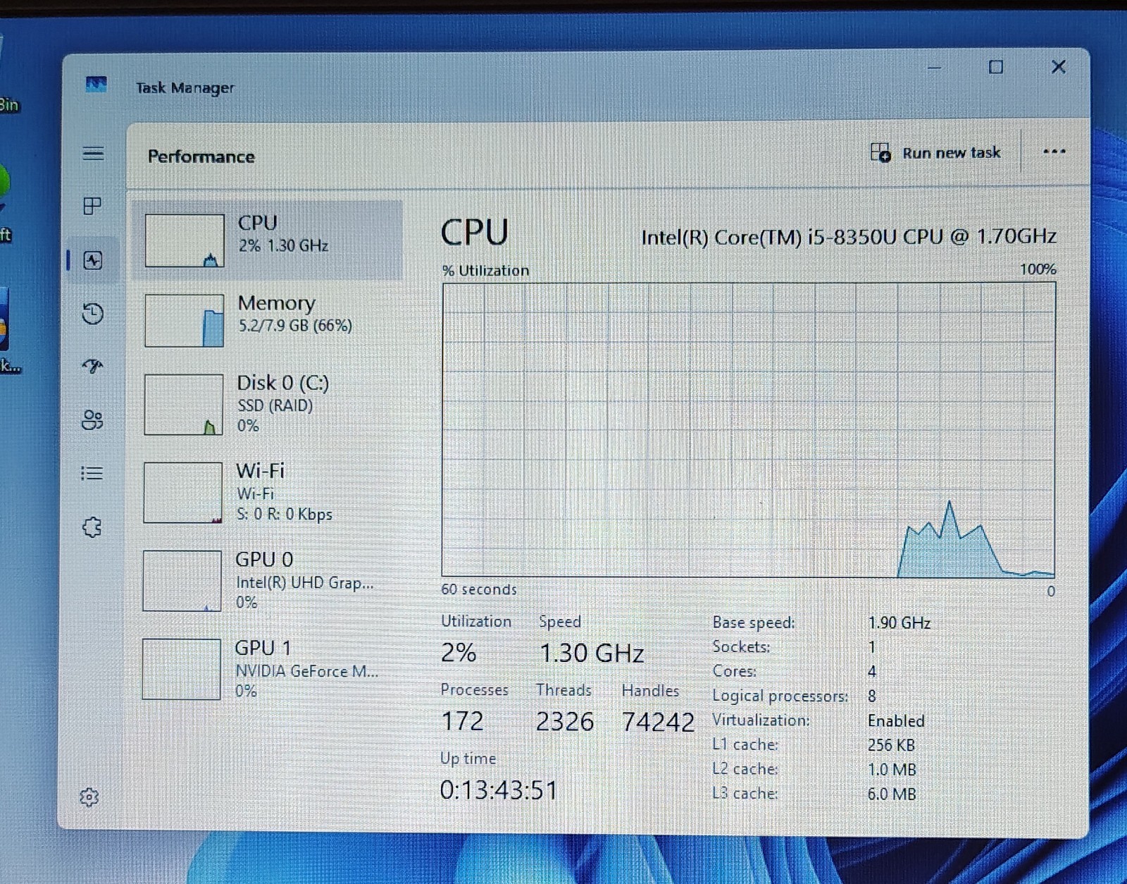 Dell 14″ Latitude 5490 FHD Laptop i5-8350U 8GB 256GB SSD W11 Pro NVIDIA GeForce