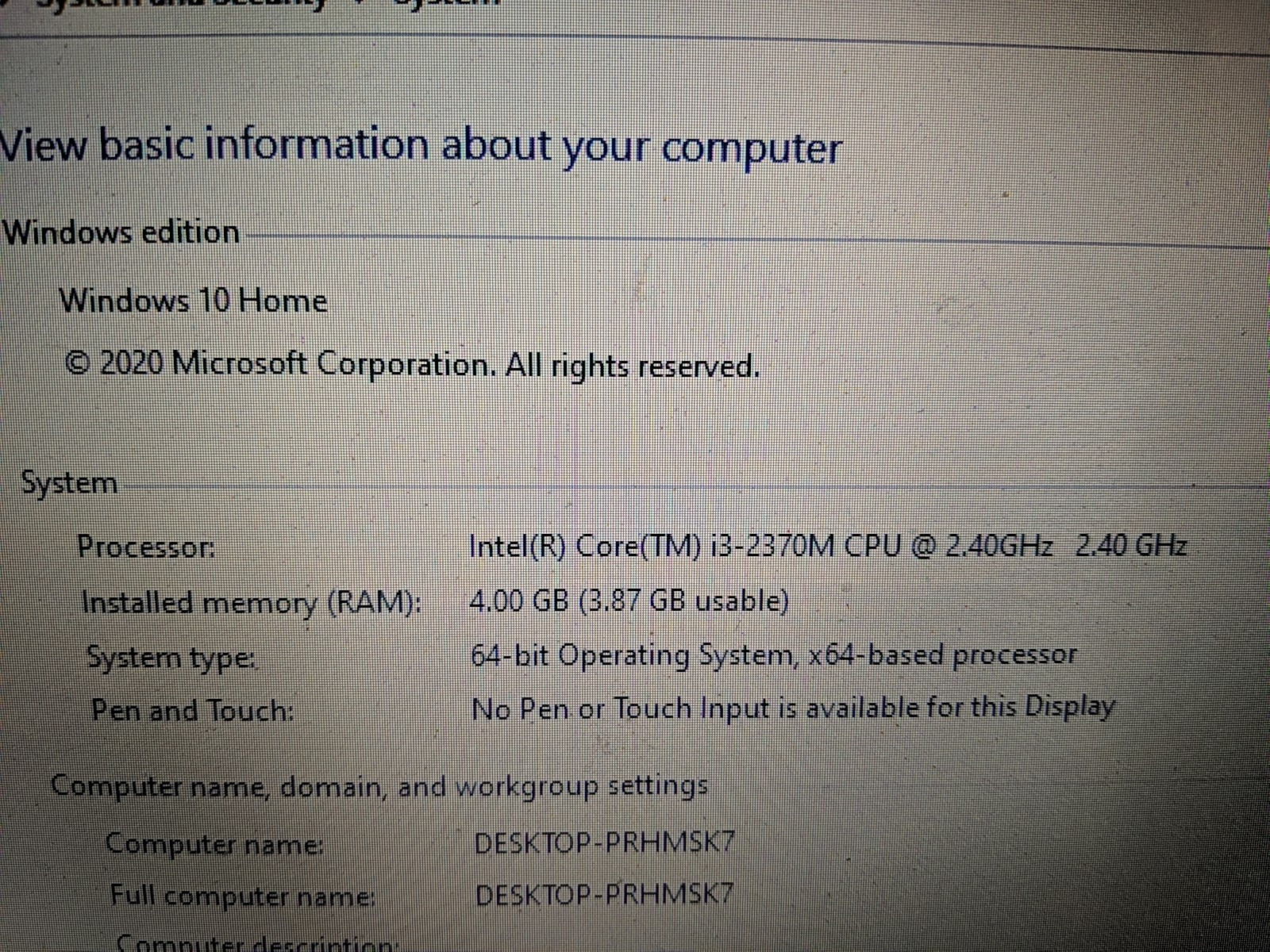 Dell Inspiron 3520 15.6″ 320GB HDD 4 GB RAM 2.4GHz i3-2370M DVD Win10 READ DESCR