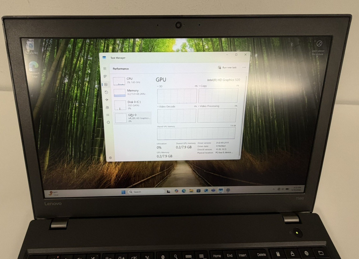 Lenovo ThinkPad T560 i7-6600U 16GB RAM 256GB SSD 15.6″ FHD Windows 11 Pro