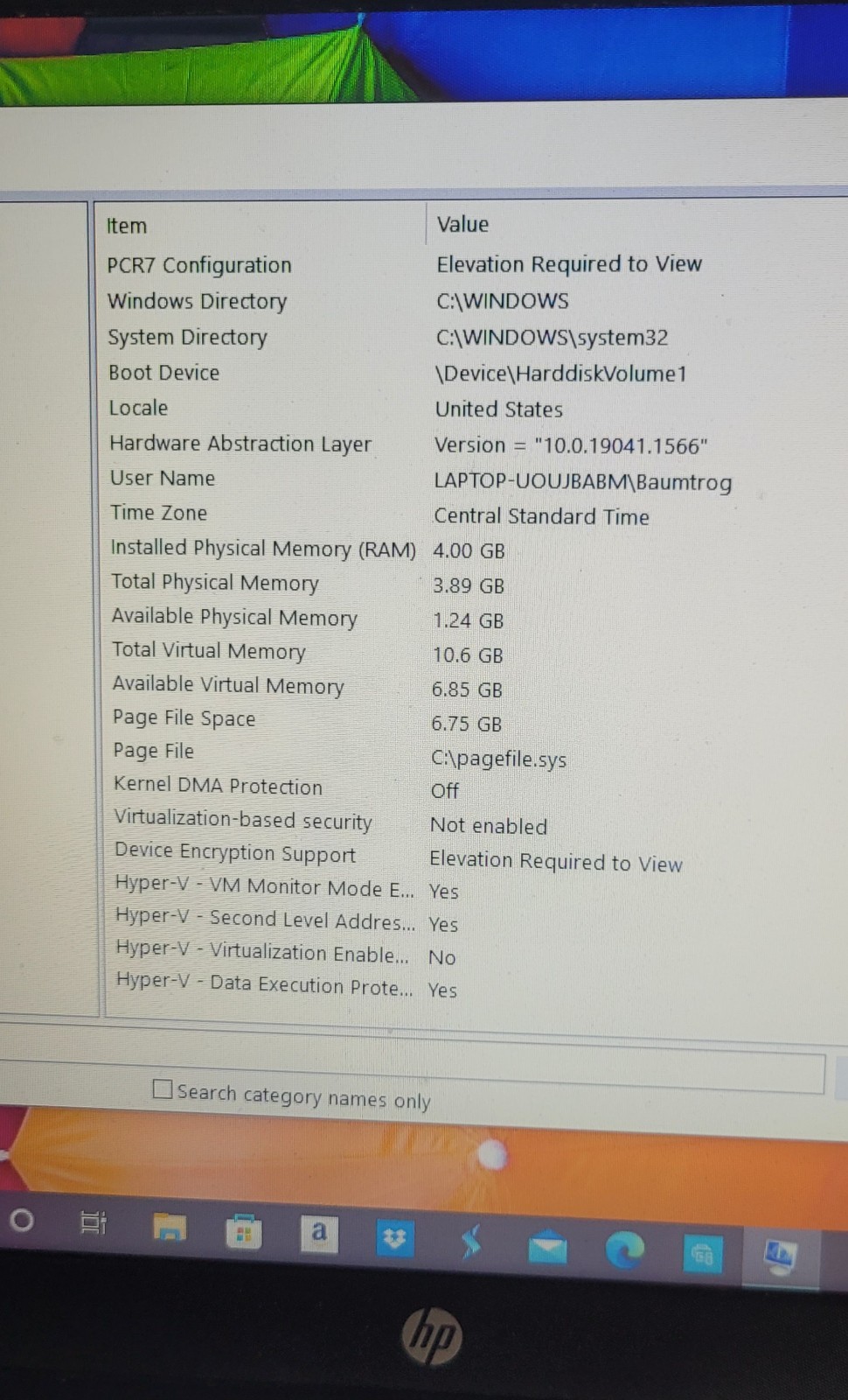 HP Laptop, 15″, 4 GB, 10.6 Virtual Memory, tested & wiped. Excellent condition!