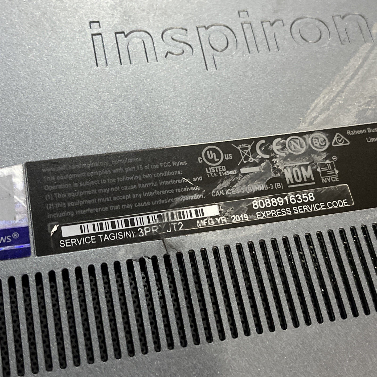 DELL INSPIRON 14 5000 2 IN 1 INTEL CORE I3 8TH GEN 8GB RAM NO HD