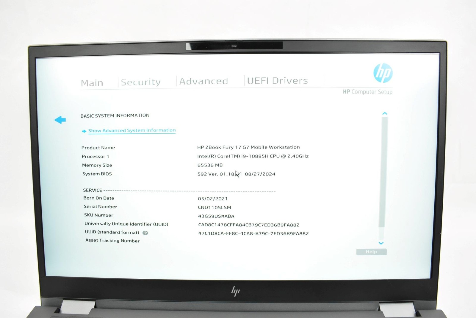 HP Z Book Fury 17 G7 i9-10885H 2.4GHz 64GB 256GB SSD 17″ No OS RTX 4000