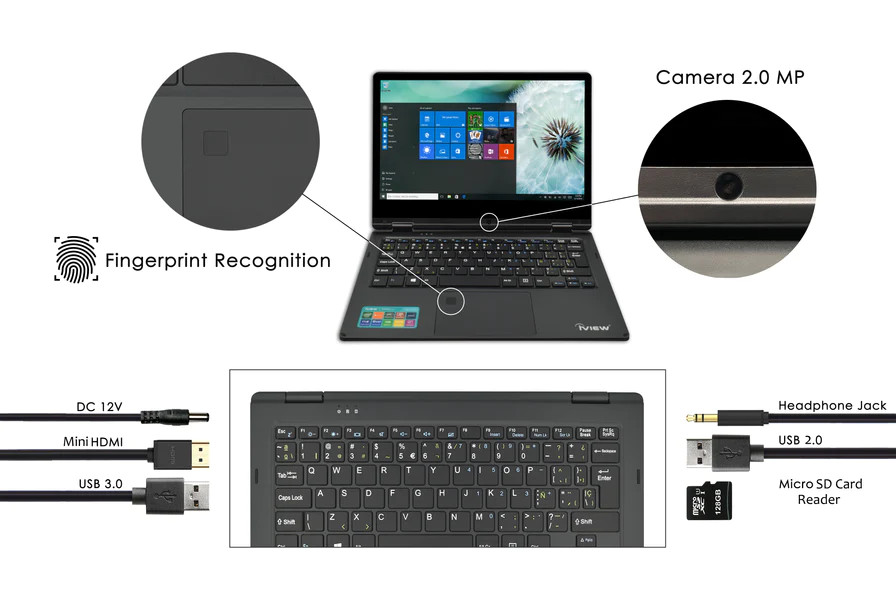 NIB iView Combo Maximus 4G LTE 11.6″Touch 360° Screen Fingerprint + FREE Speaker