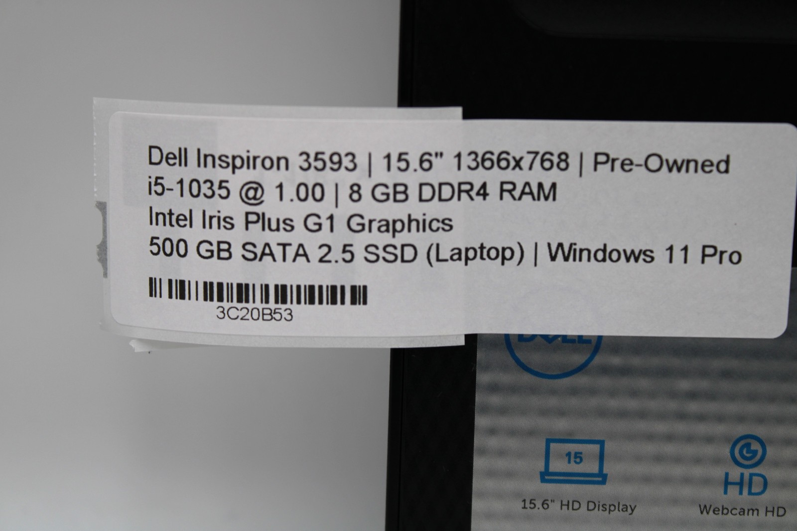 Dell Inspiron 3593 _ i5-1035G1 _ 8GB RAM _ 500GB SSD _ Win11Pro