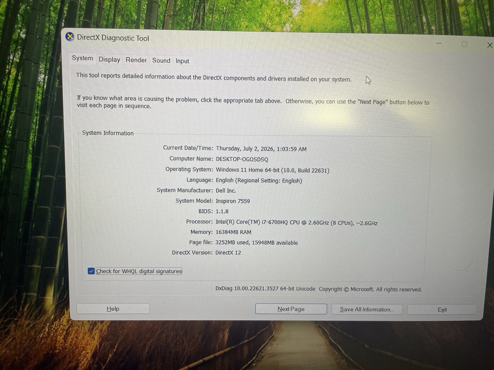 Dell Inspiron 7559 Gaming Laptop 16GB RAM, 128GB SSD, GTX 960M(4GB)WIN 11 HOME.