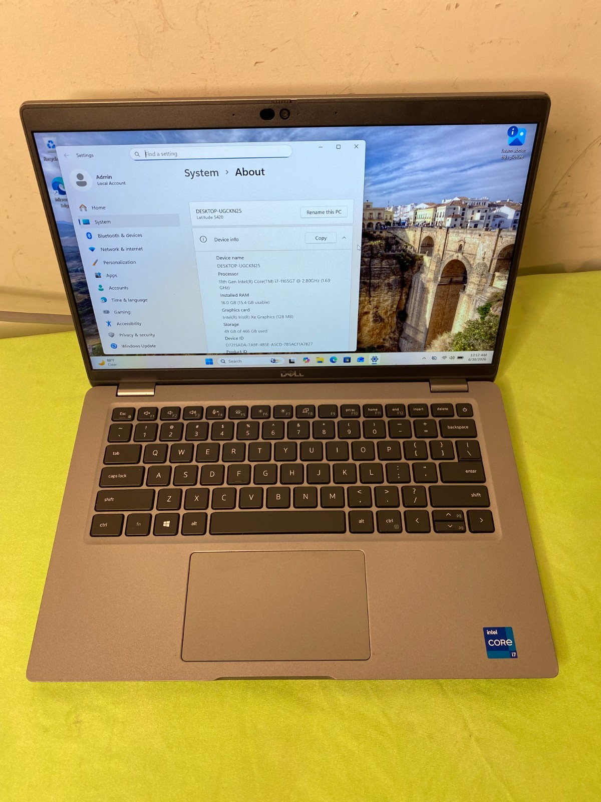 Dell Latitude 5420 14″ Intel Core i7 11th Gen.3.00 GHz, 16GB RAM.500GB NVMe, W11