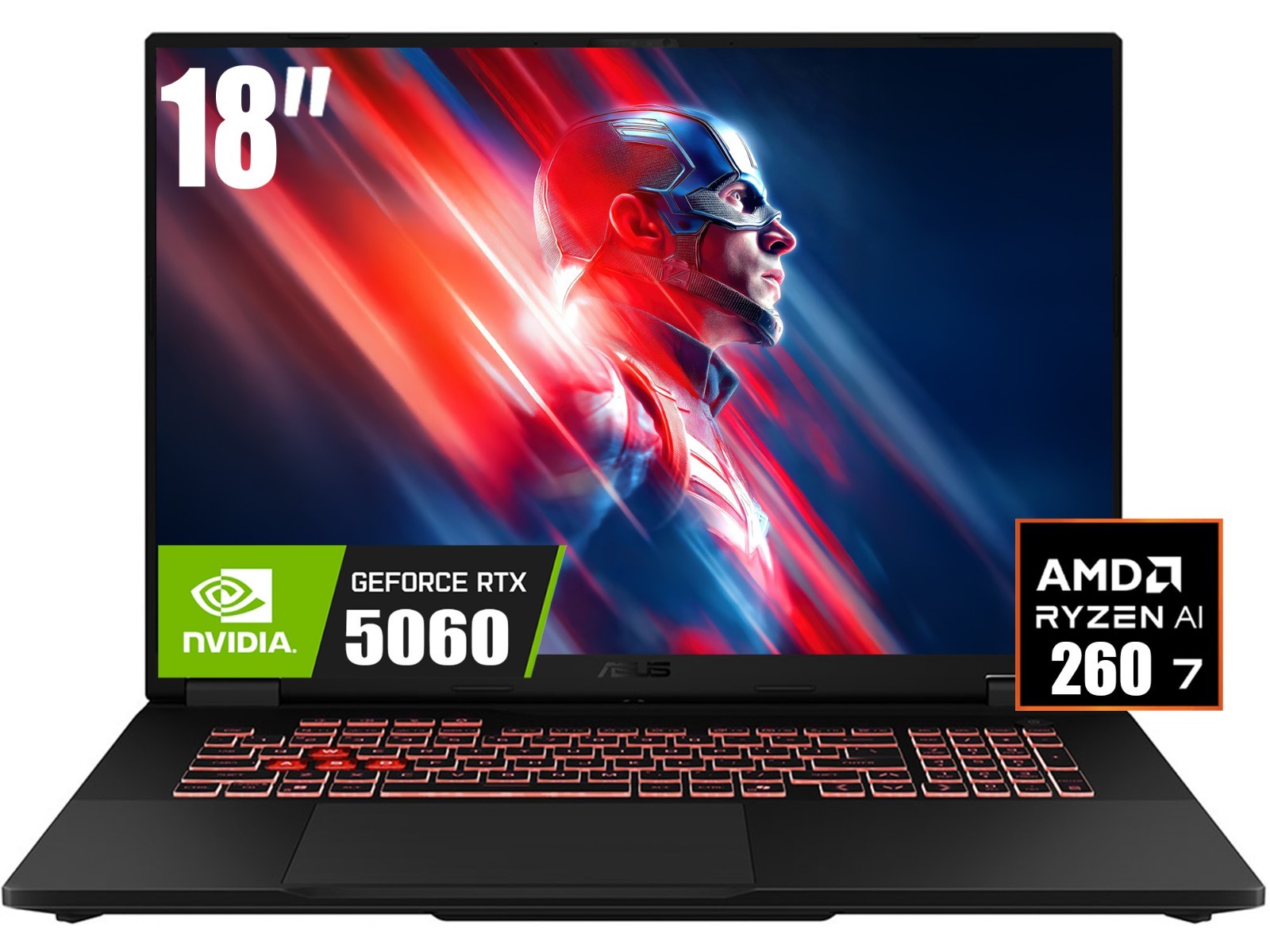 ASUS TUF 18″ WUXGA Gaming Laptop AMD Ryzen 7 260 RTX 5060 64GB DDR5 2TB SSD