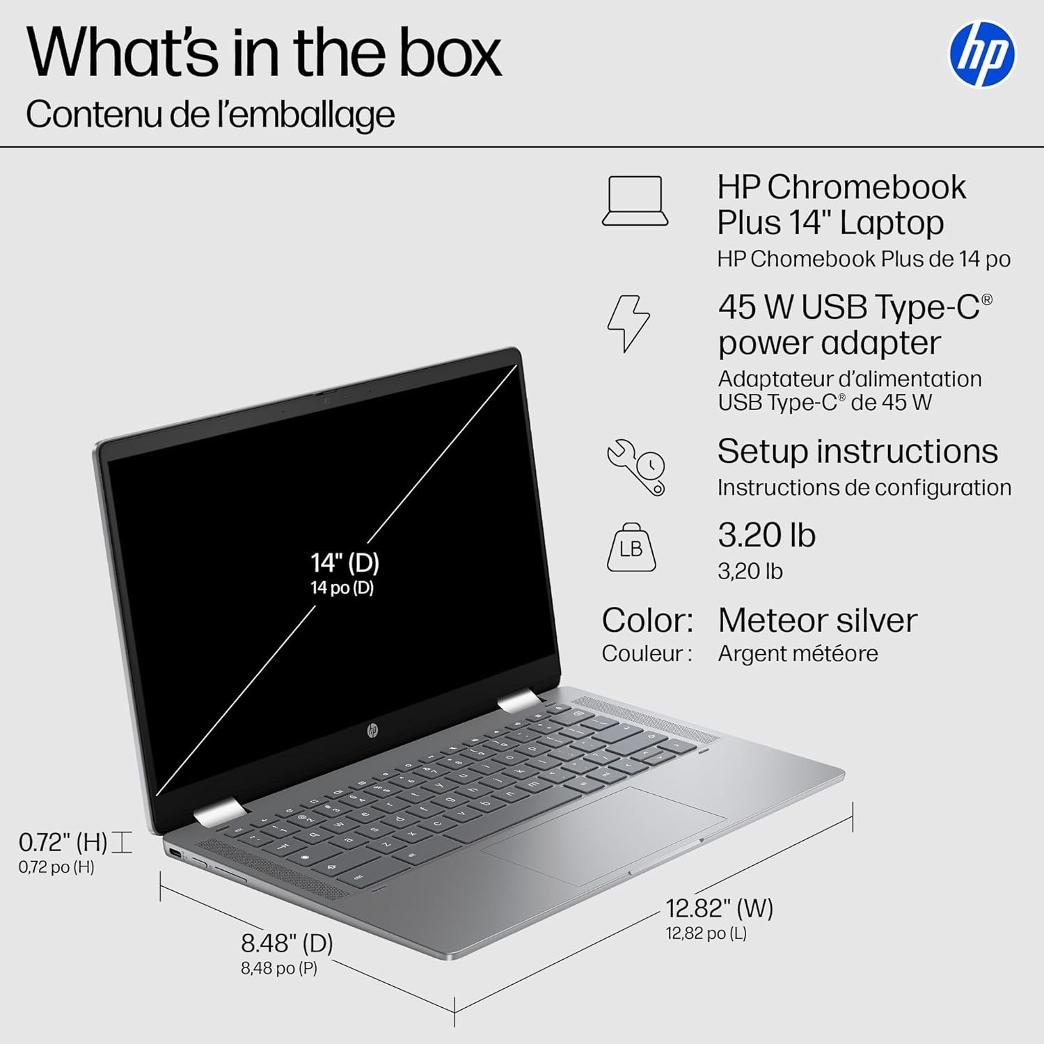 HP Chromebook Plus 14a-nf0006ca 14″ i3-N305 8GB 128GB ChromeOS (Refurbished)