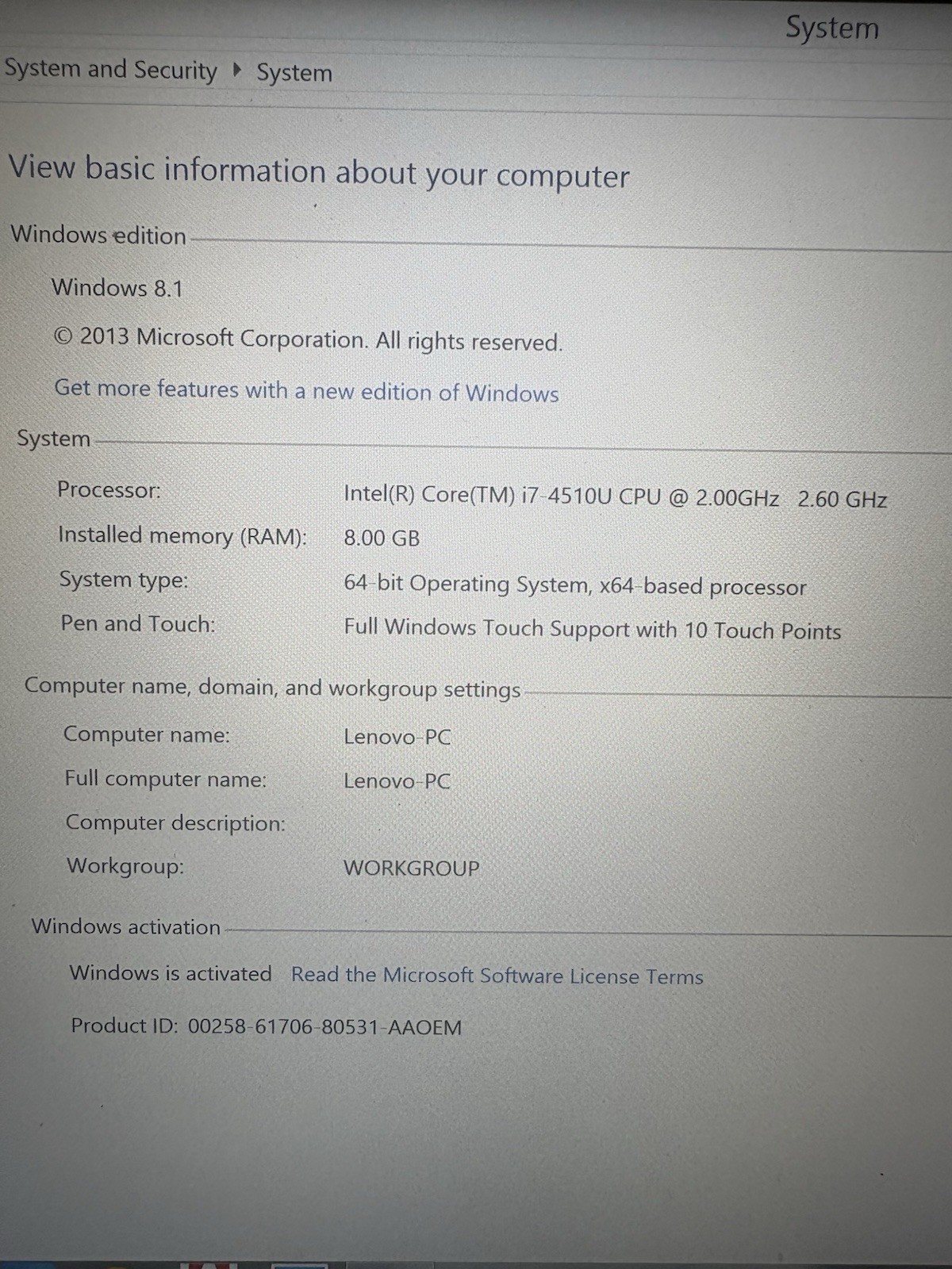 Lenovo Yoga 2 Pro 13.3” Touch Laptop i7-4510U 8GB RAM 196GB SSD Win 8.1