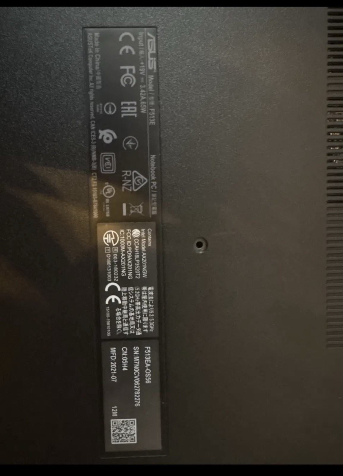 ASUS VivoBook 15 F513EA i5-1135G7 8GB NO SSD/Charger Broken Hinge – PARTS/REPAIR