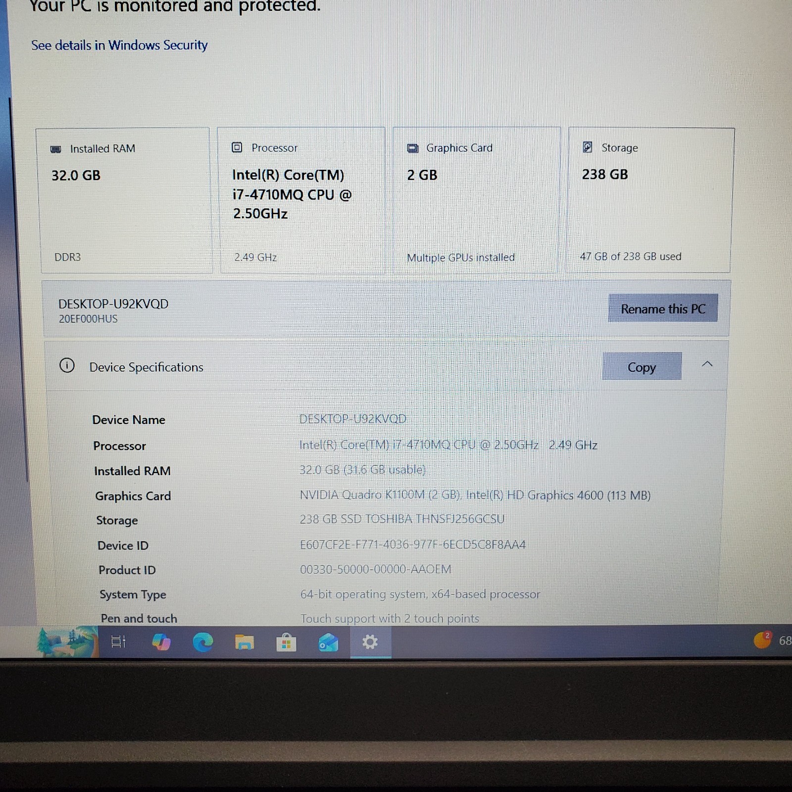 Lenovo ThinkPad W541/i7-4710MQ 2.50GHz/32G Ram/256G SSD/Win10Pro/Bklt KB