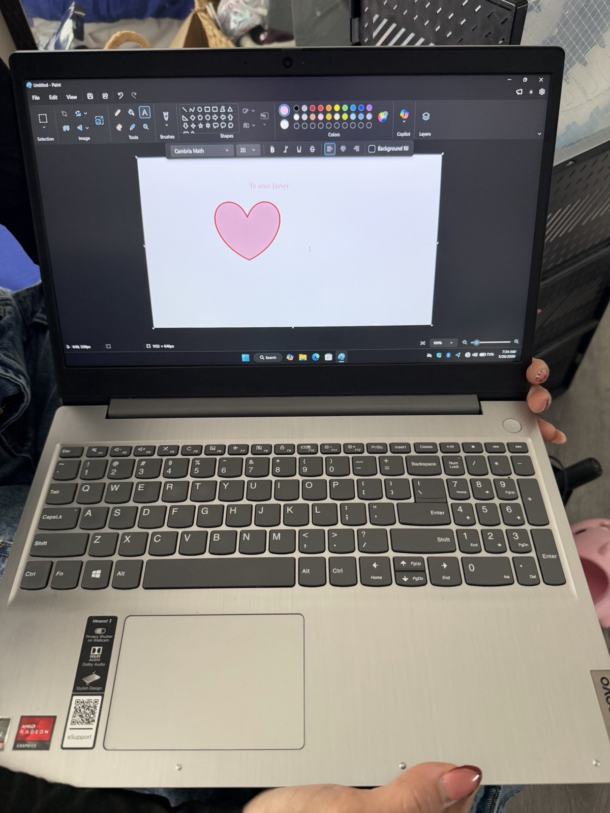 Lenovo IdeaPad 3. 15”.2.60 GHz AMD.256GB SSD.8GB Ram.Windows 11 Home (25H2)