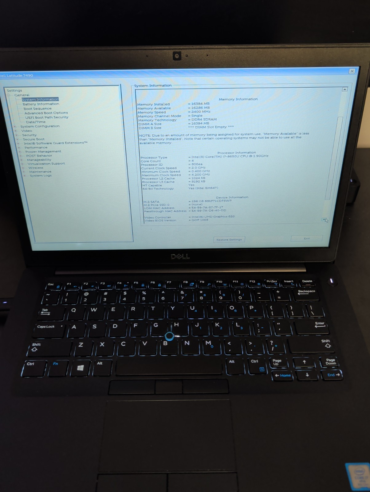 Dell Latitude 7490 I7-8650U Laptop 16gb Ram 256gb Ssd