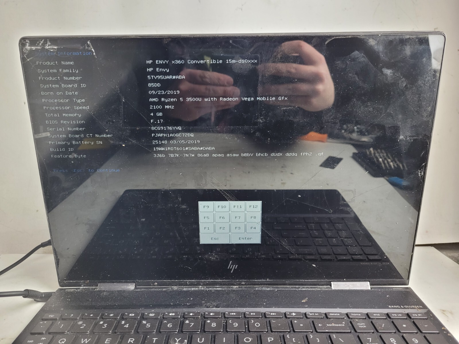 HP Model 15-db0011dx w/AMD Ryzen 5 3500U, 4GB RAM, 15.6″ Laptop for Parts #2122