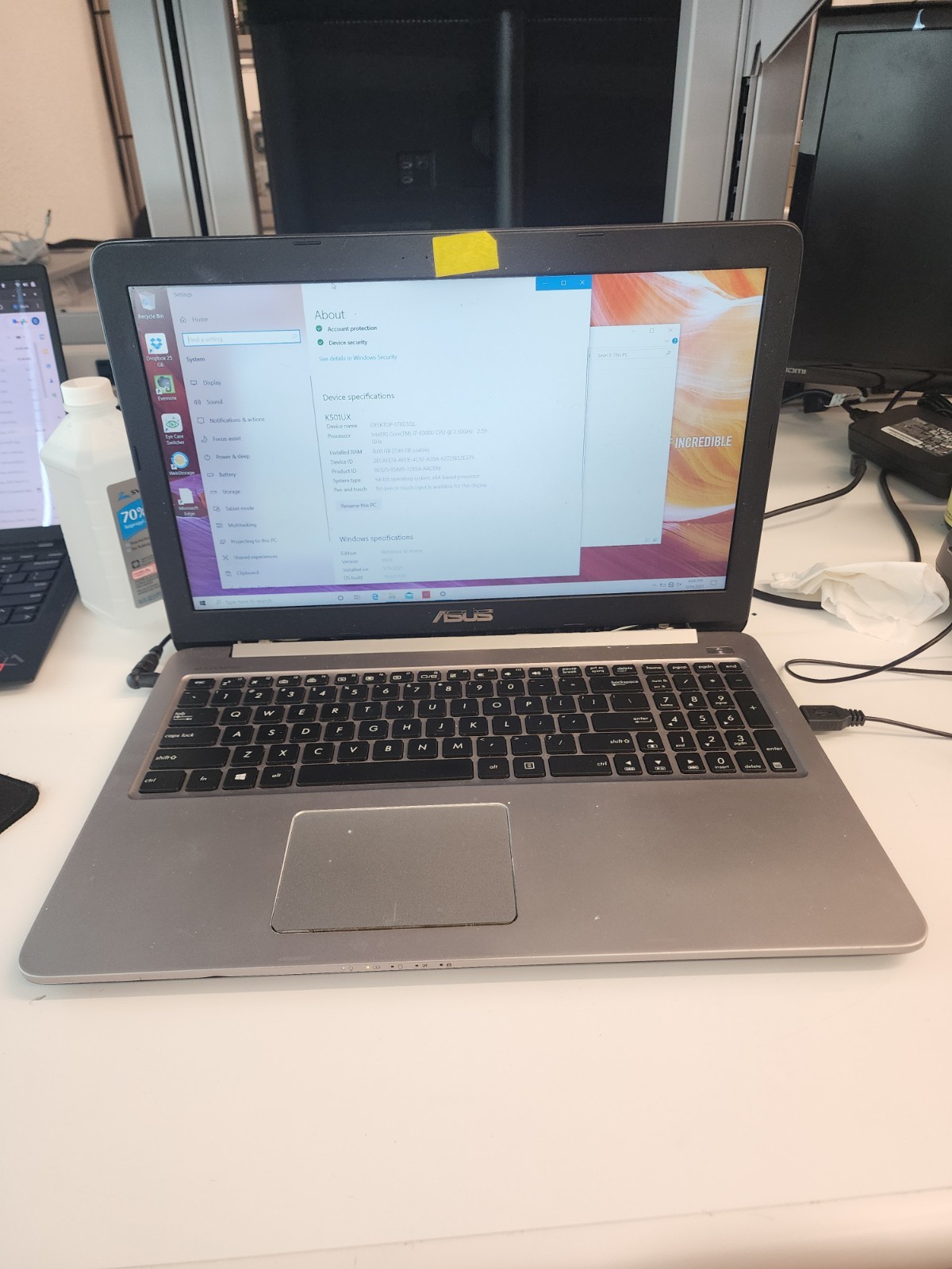 Asus K501UX 15.6” FHD Laptop i7-6500U, 8GB RAM, 256GB SSD READ