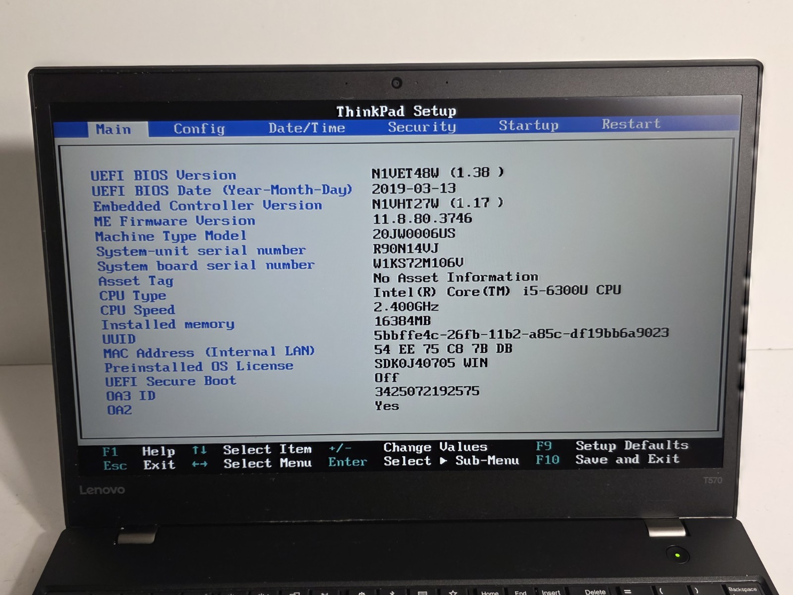Lenovo ThinkPad T570 15.6″ FHD i5-6300U 16GB Not Working – For Parts