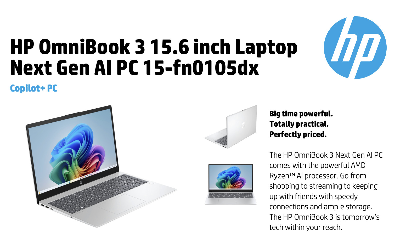 HP OmniBook 15.6″ 1920×1080 AMD Ryzen AI 5 330 32GB RAM 512GB SSD Windows 11 Pro