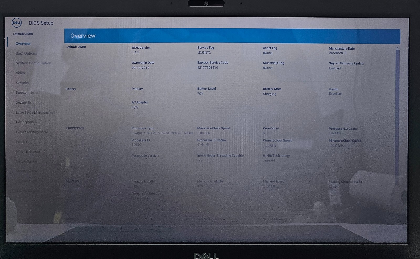 Dell Latitude 3500 15.6″ Laptop Intel Core i5-8265U 8GB Ram NO HD/OS (FL)