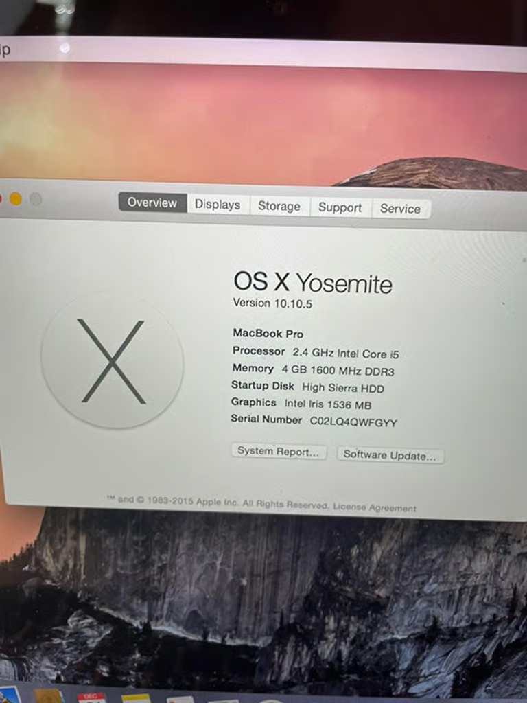 Apple MacBook Pro A1502 | Intel Core i5 | 4GB RAM | Cracked Screen | Boots to OS