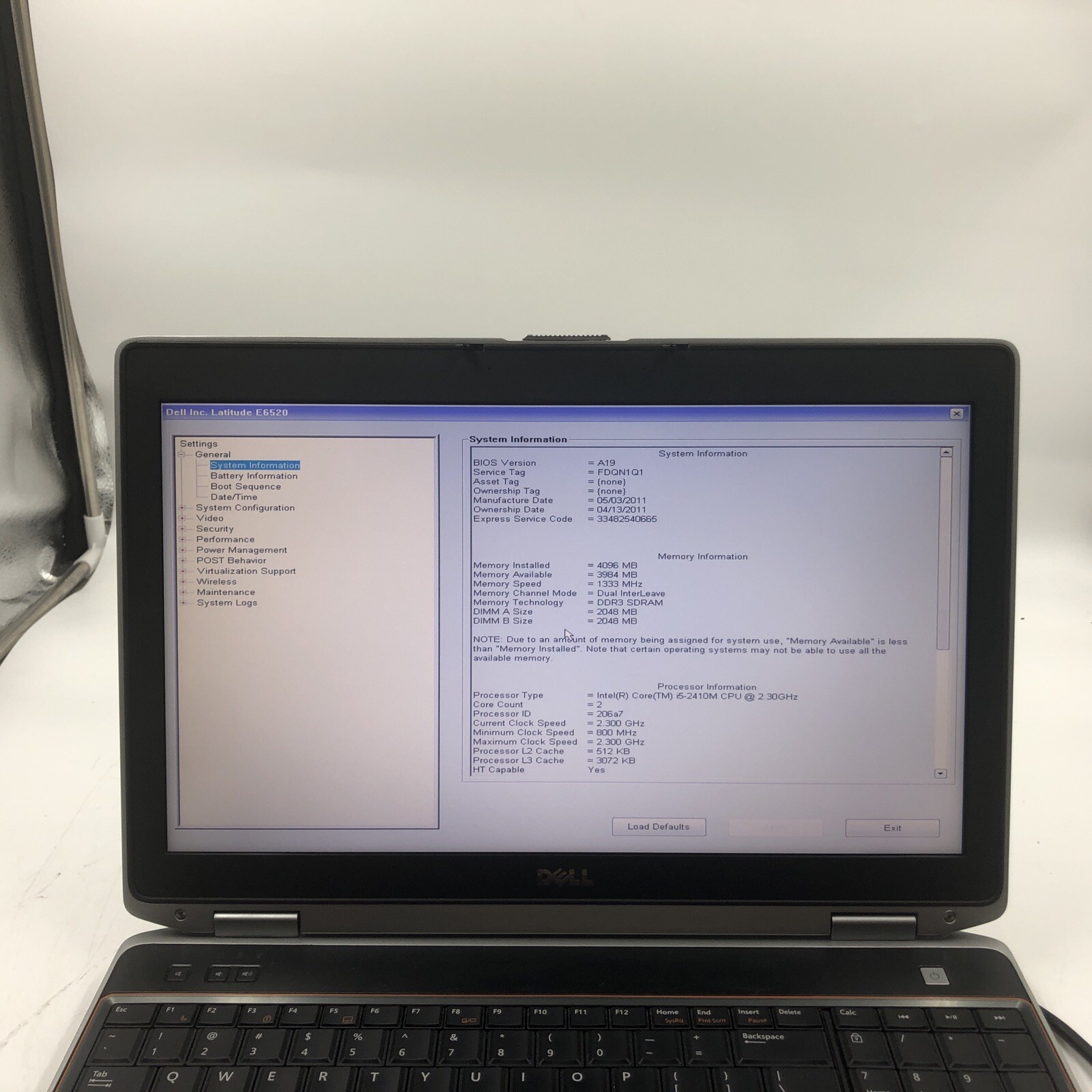 Dell Latitude E6520 Laptop Intel i5-2410M 2.3GHZ 4GB NO HDD/OS/Battery/Caddy