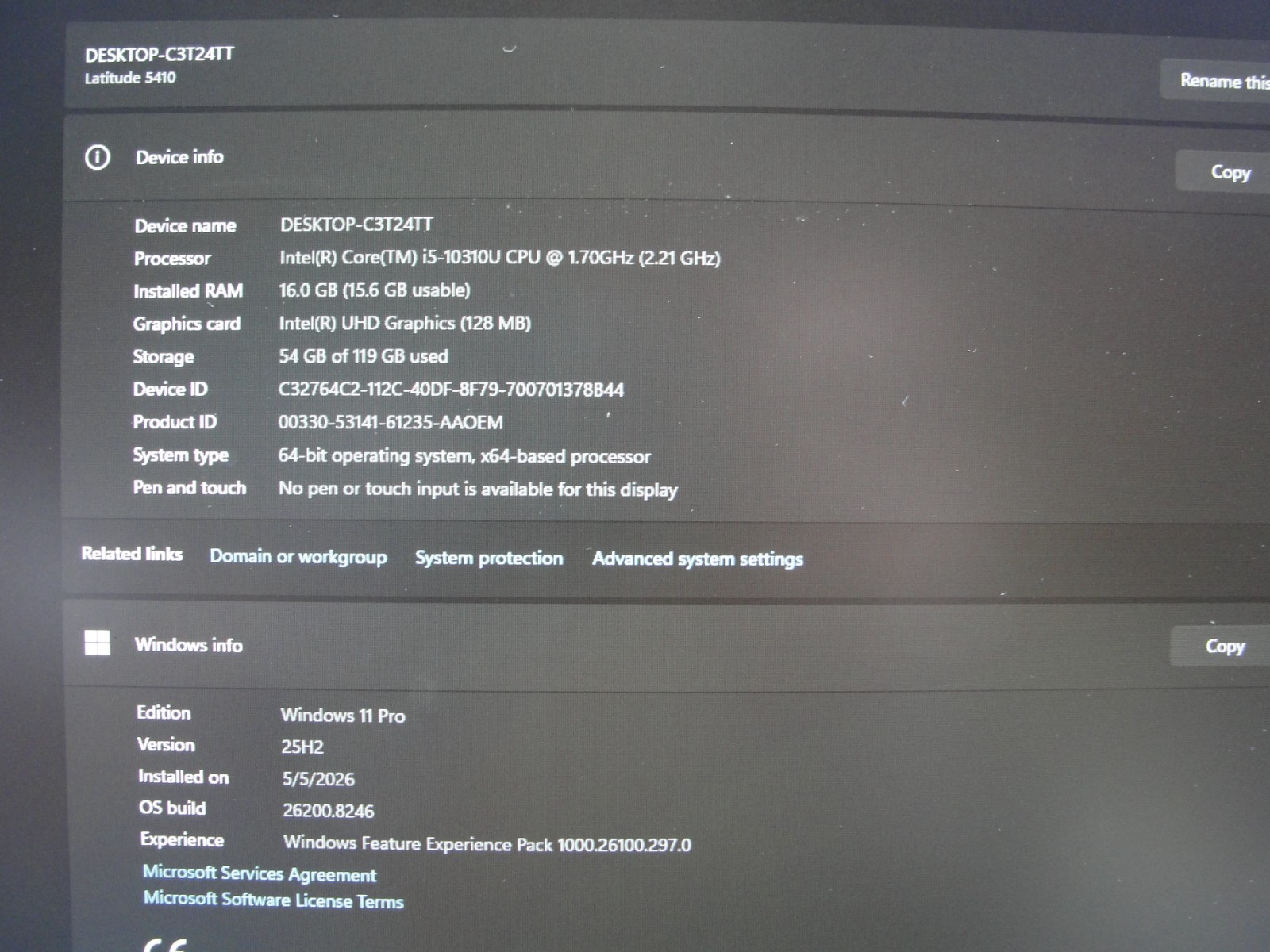 Dell Latitude 5410 14″ FHD i5 10310U @ 1.7GHz 16GB 128GB eSIM Excellent Battery