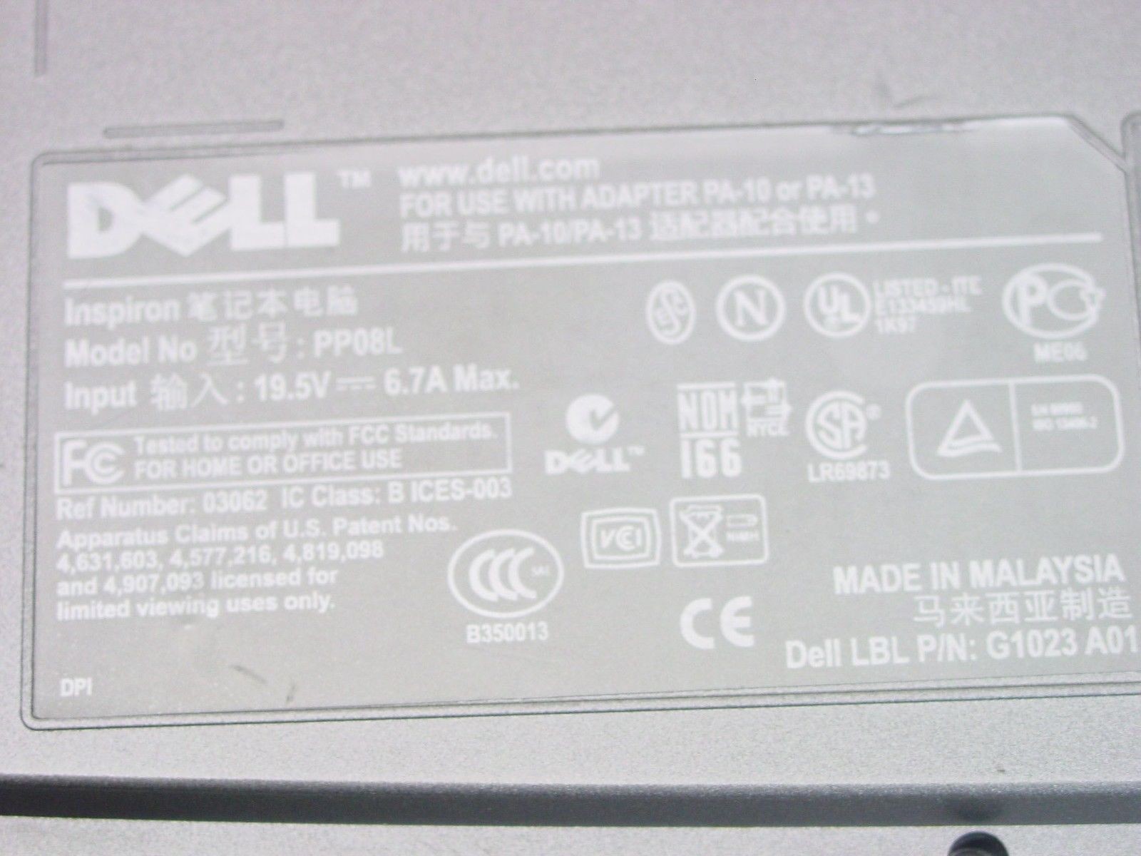 Dell 3.06 GHz, 512 MB, No AC Adapter, No Floppy, No HDD PP80L – AS IS