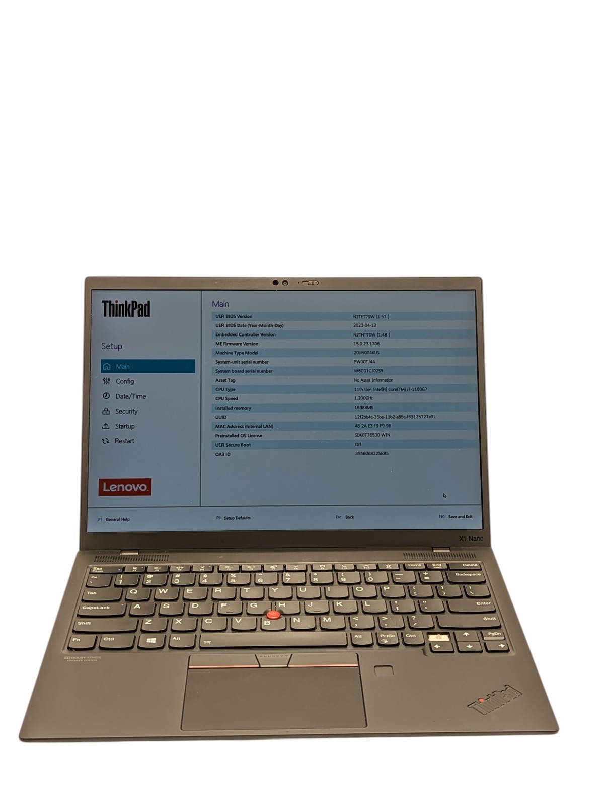 Lenovo Thinkpad X1 Nano Gen 1 i7 1.20GHz 16GB RAM 256GB SSD Grade D