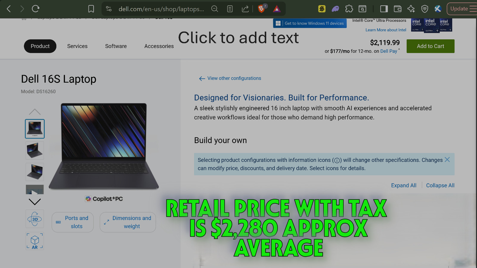NEW Dell 16S DS16260 32GB RAM , OLED SCREEN, TOUCH SCREEN Intel® Core™ Ultra 9