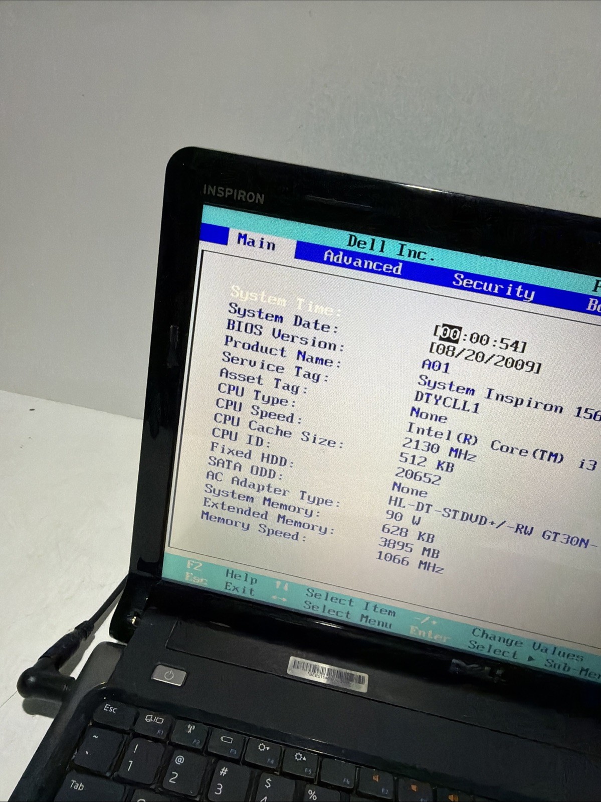 Dell Inspiron 1564 15″ Laptop i3-M330 4gb Ram No Drives Boots Bios Read Desc.