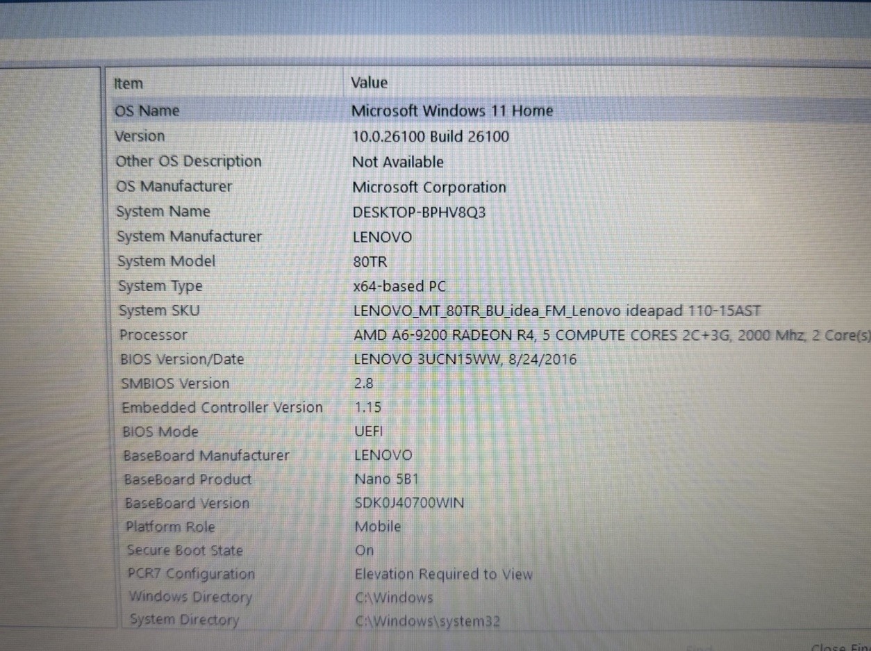 Lenovo IdeaPad 110-15AST 15.6″ AMD A6-9200 16GB 500GB SSD Win11 Black