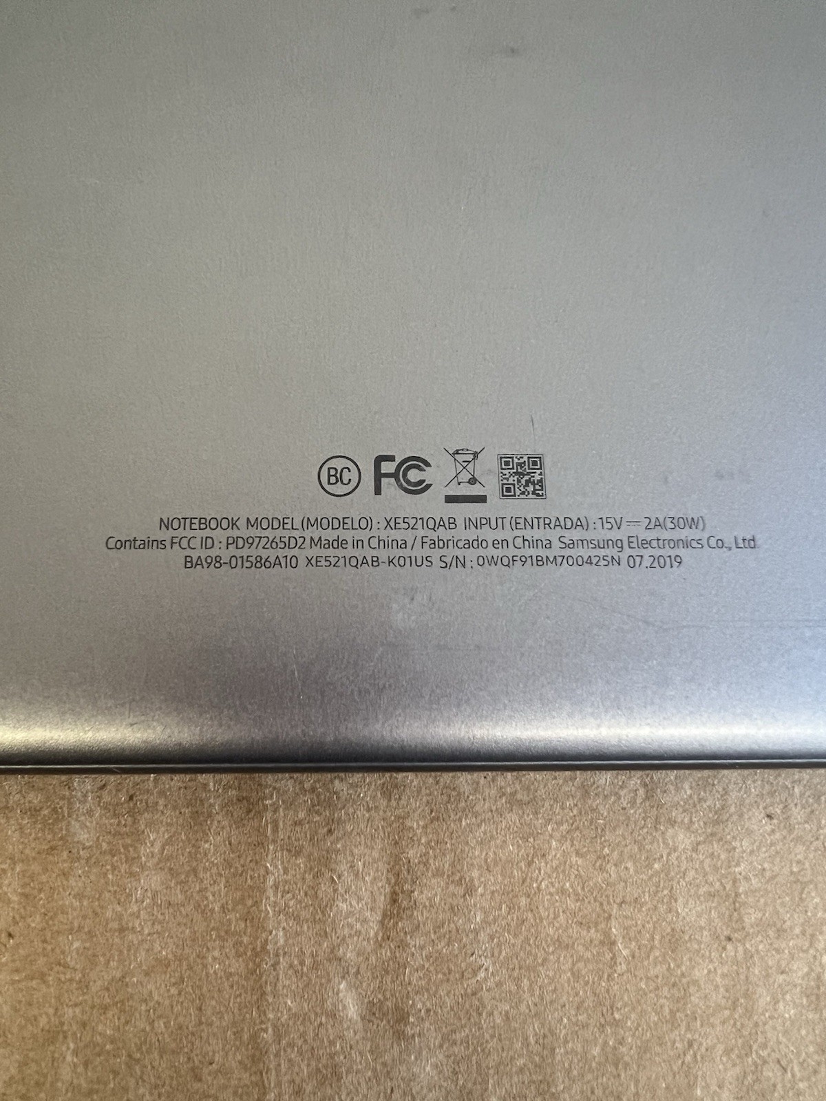 Samsung Chromebook Plus XE521QAB Stealth Silver Laptop PARTS or REPAIR ONLY