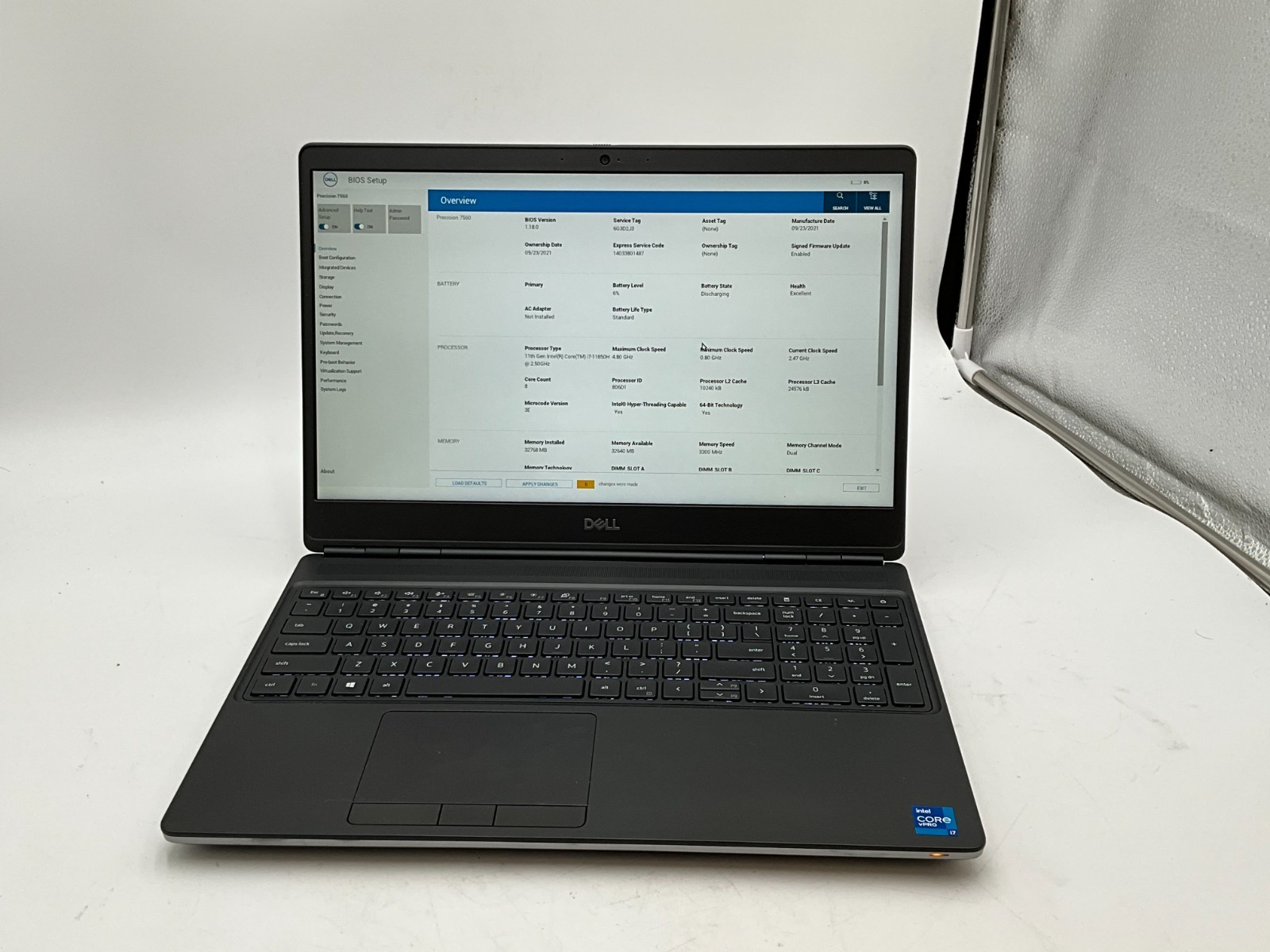 DELL Precision 7560 i7-11850H 2.50g 32GB 1TB T1200 15.6″ WIN11 *READ* 6G3D2J3