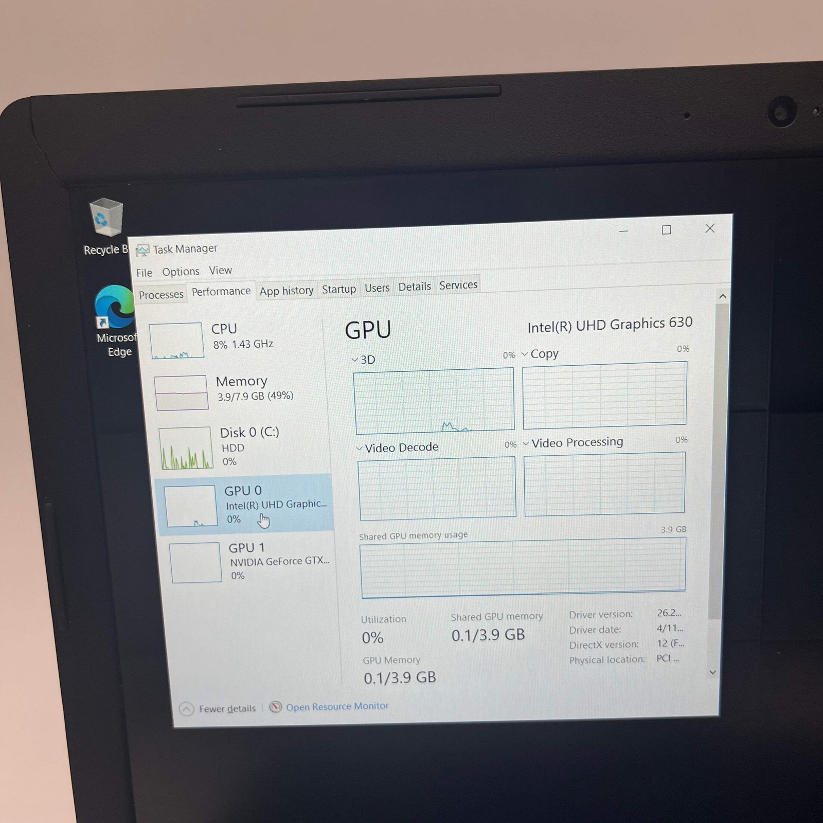 Dell G3 3579 15-Inch Laptop Core i5 8th Gen 8GB RAM 1TB GTX 1050 Used