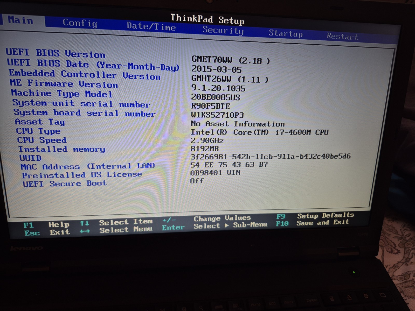 Lenovo Thinkpad T540p Core i7 4600M 2.9GHz 8GB RAM No Drive No OS