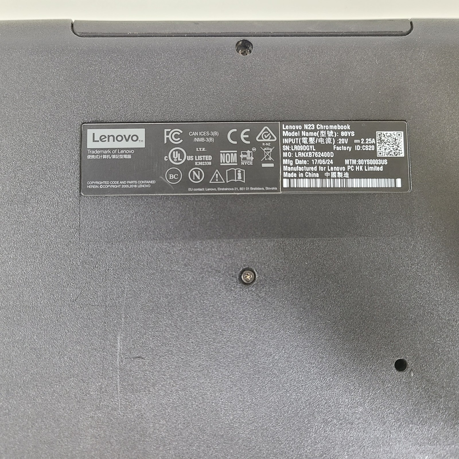 Lenovo N23 Chromebook 80YS Intel Celeron CPU N3060 @ 1.60 GHz – 4GB RAM