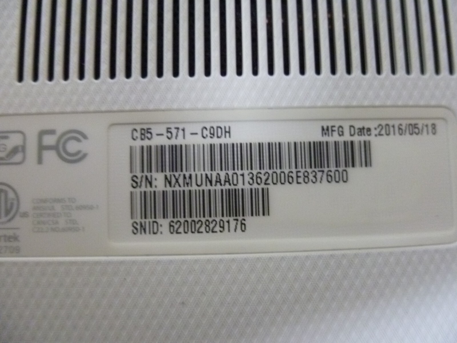 Acer Chromebook CB5-571-C9DH 1.50GHZ 2GB RAM 16GB SSD