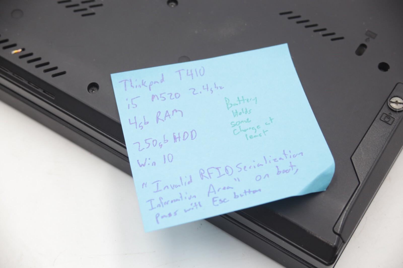 Lenovo T410 i5 M520 2.4GHz ~ 4GB RAM 250GB SSD READ 002