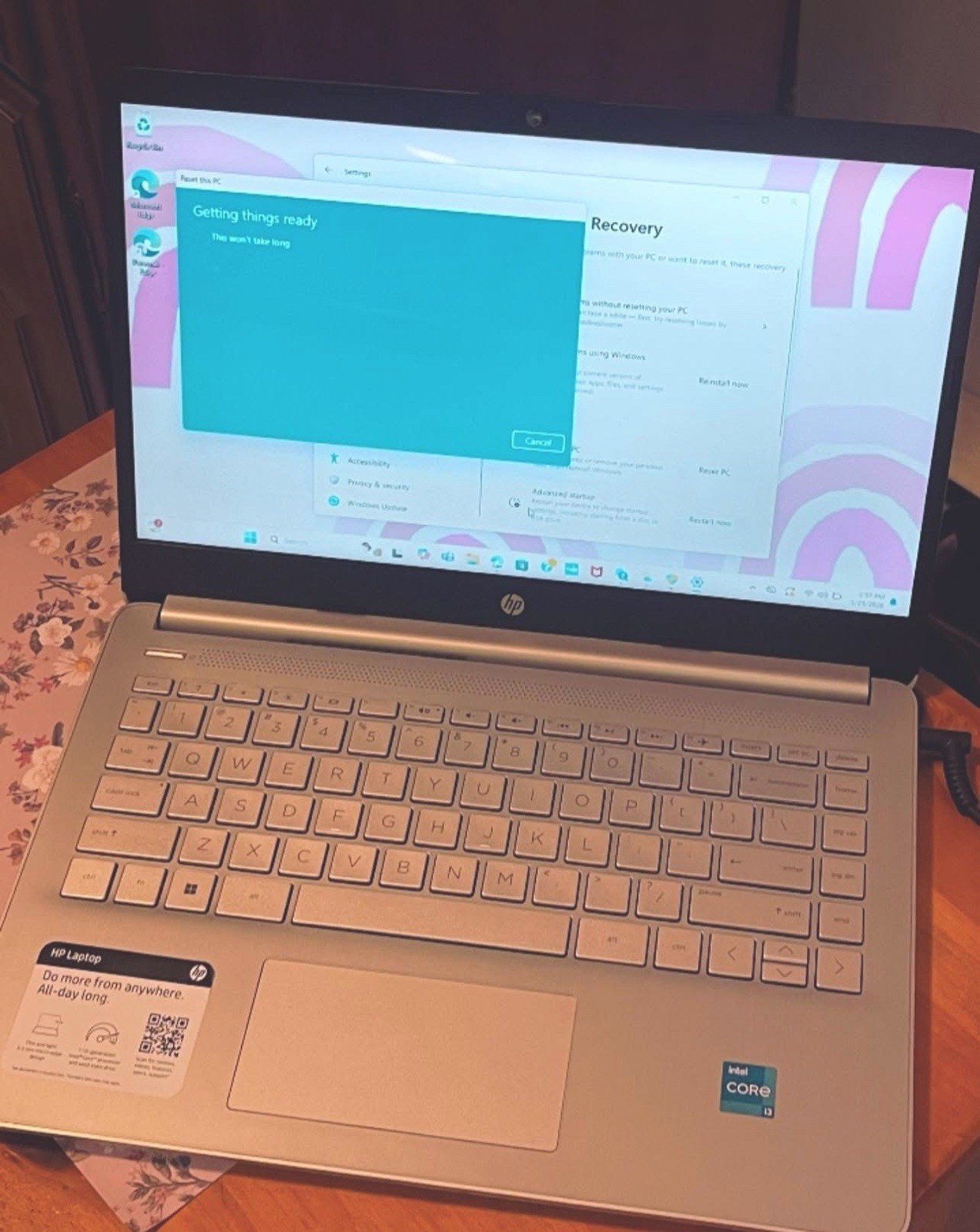 HP 14″ Silver Laptop Intel Core i3 8GB RAM 128GB SSD Windows 11 S