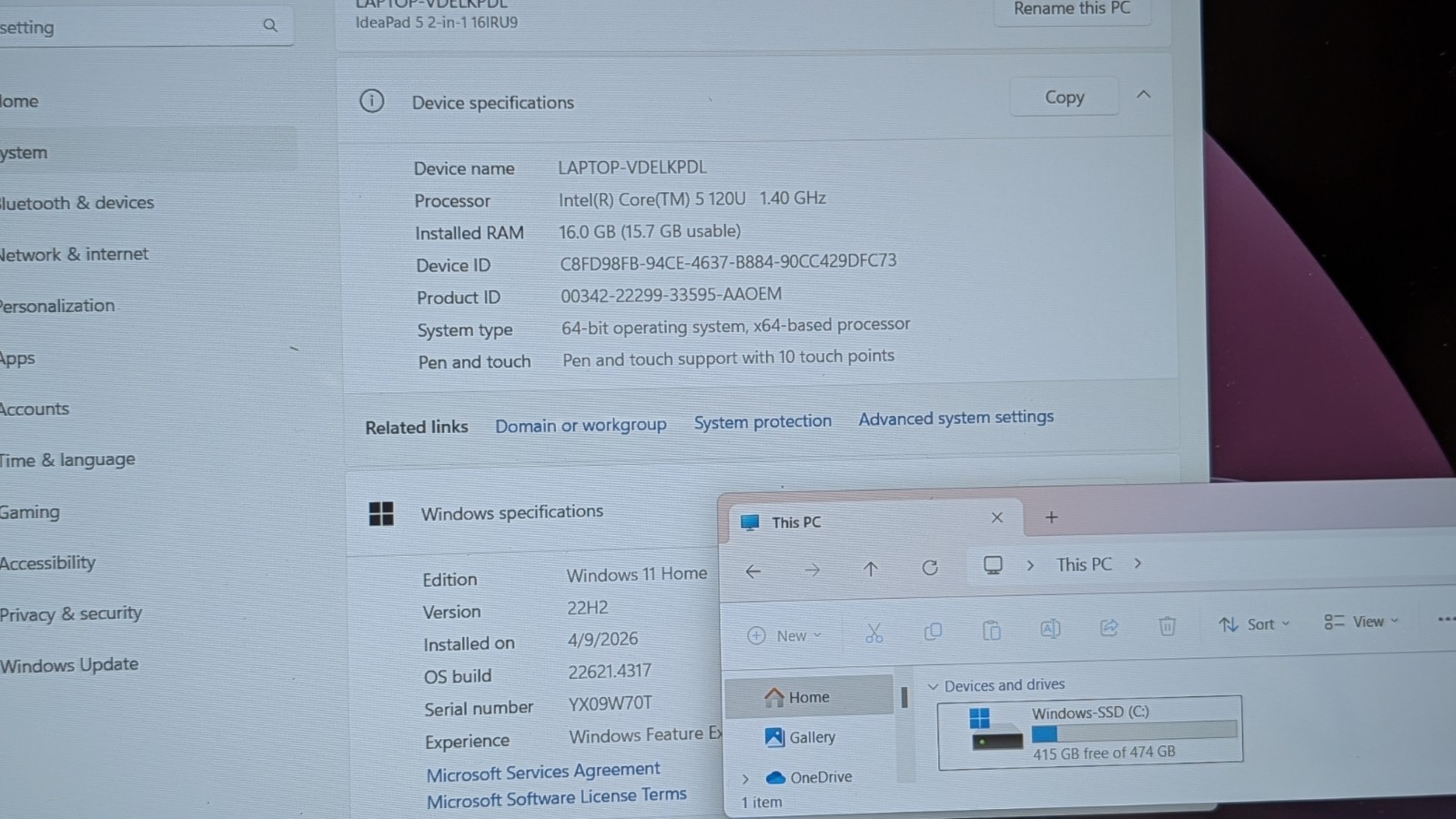Lenovo IdeaPad 5 2-in-1 16IRU9 16″ Core 5 120U 1.4GHz 16GB RAM 512GB SSD