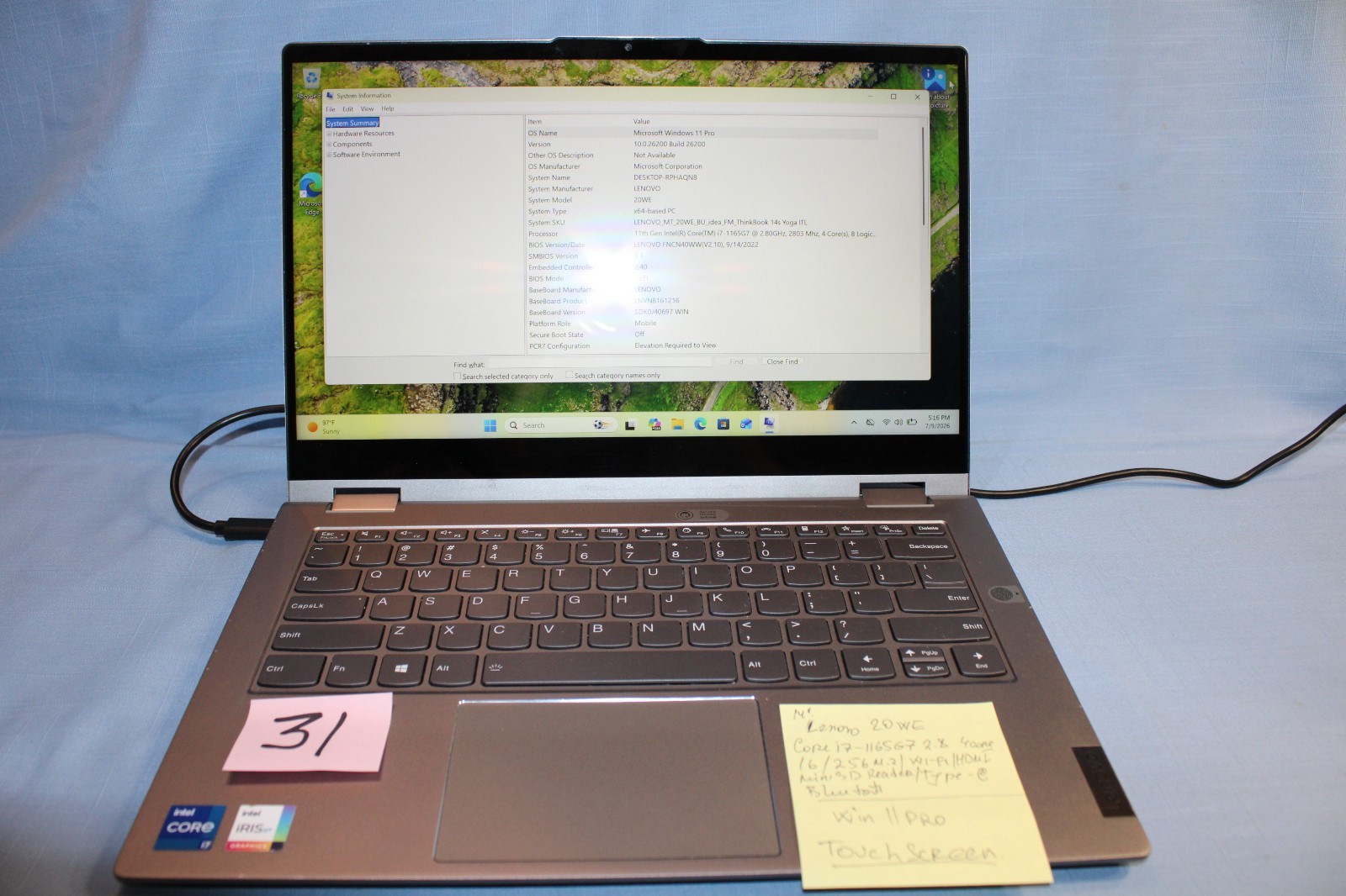 Lenovo ThinkBook 14s Core i7-1165G7 2.8GHz 16GB RAM 256GB SSD TOUCHSCREEN
