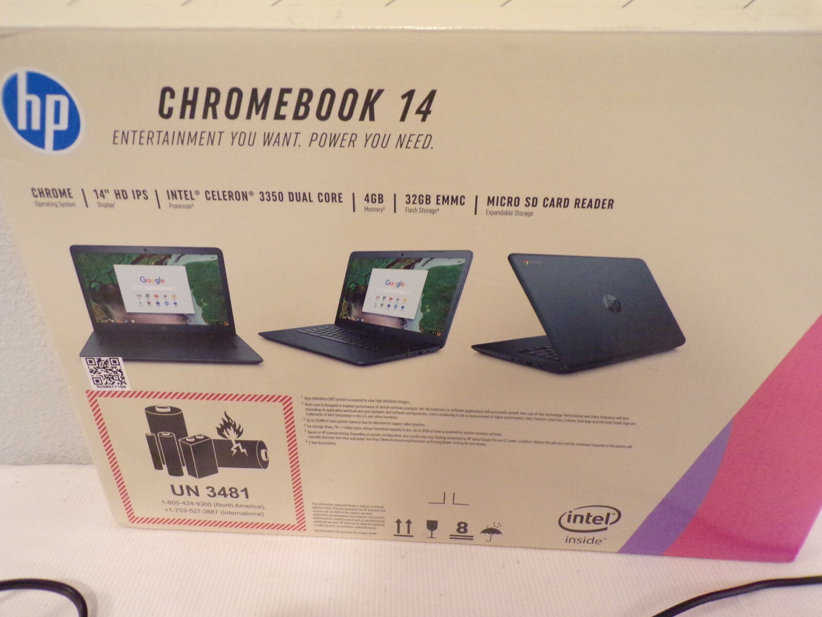 HP 14-ca023nr 14 inch 32GB, Intel Celeron 3350 Dual, 1.10GHz, 4GB Chromebook