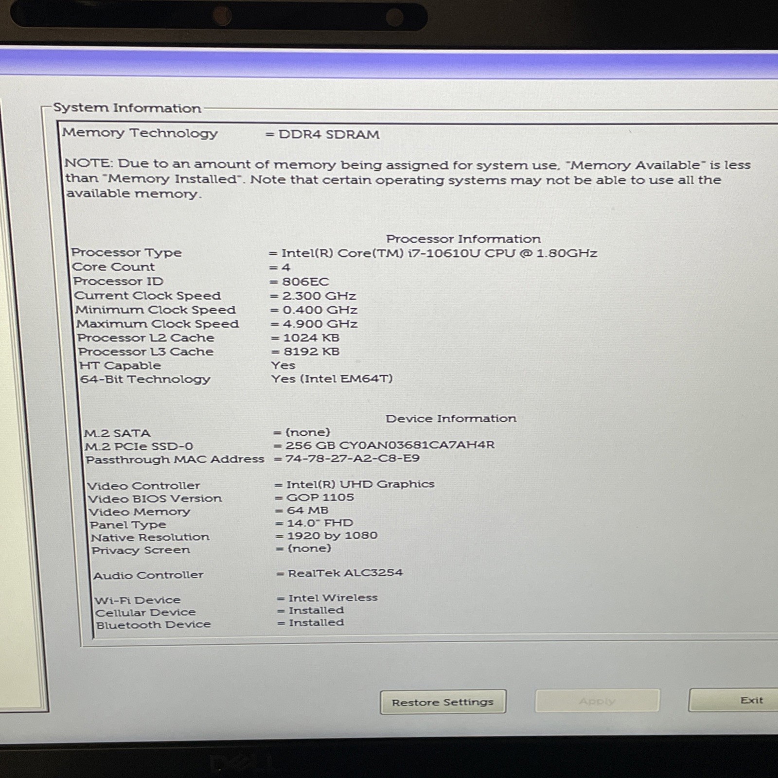 Dell Latitude 7410 Laptop i7 16GB RAM 238GB SSD 14″ FHD Touchscreen Win 11 Pro