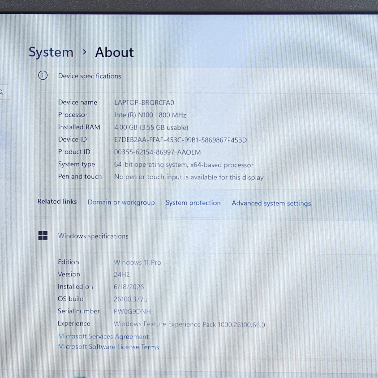 Lenovo 100w Gen 4 PW90B521100T 11.6″ N100 800MHz 4GB RAM 128GB SSD