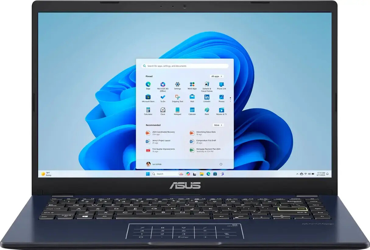 NEWW Asus 14″ FHD Laptop Intel N6000 Up to 3.30GHz 4GB 64GB Webcam Windows 11 S