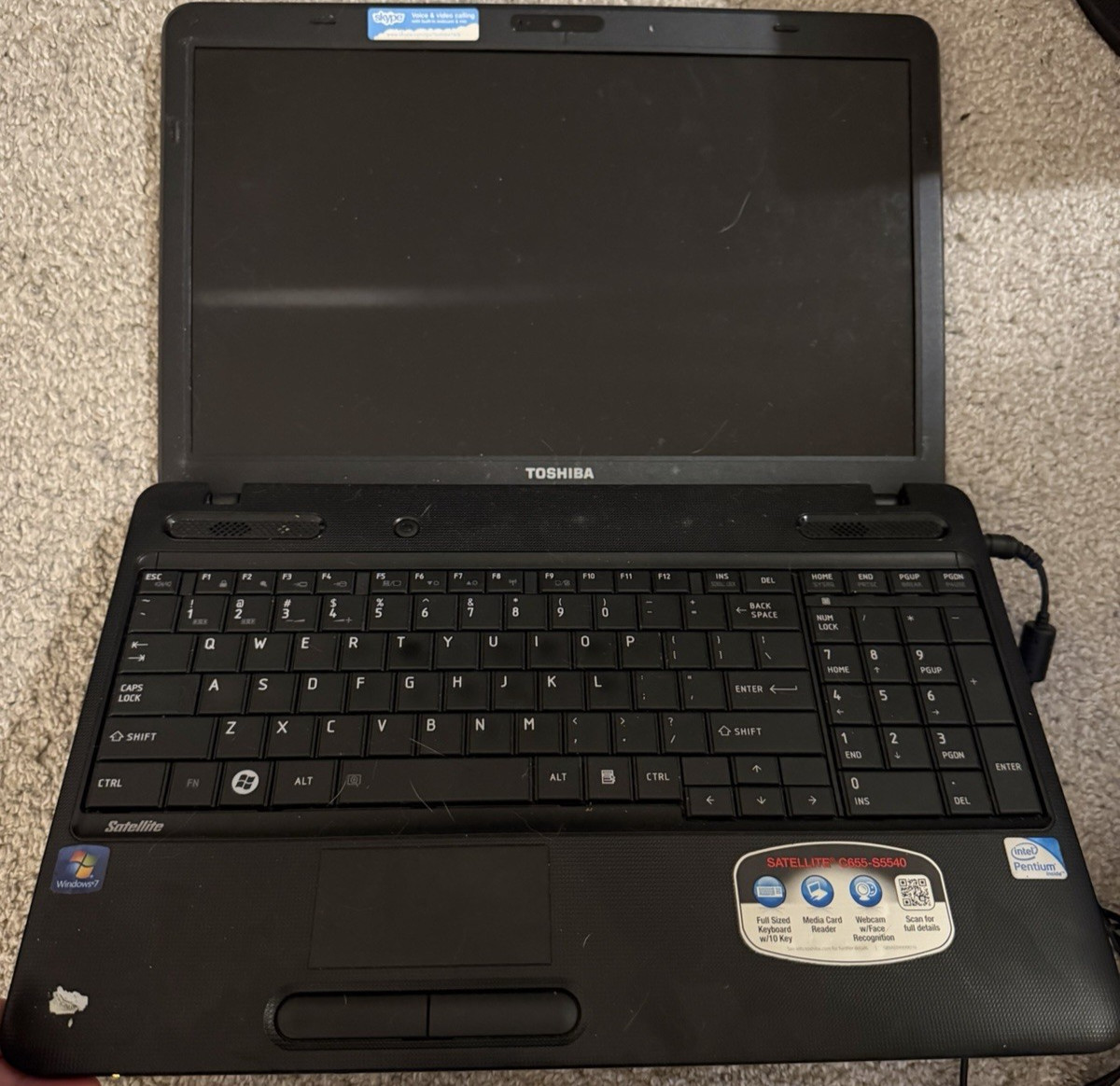 Toshiba Satellite C655-S5540 – 15.6in 600GB HDD 4GB RAM Windows 10 Laptop *READ*