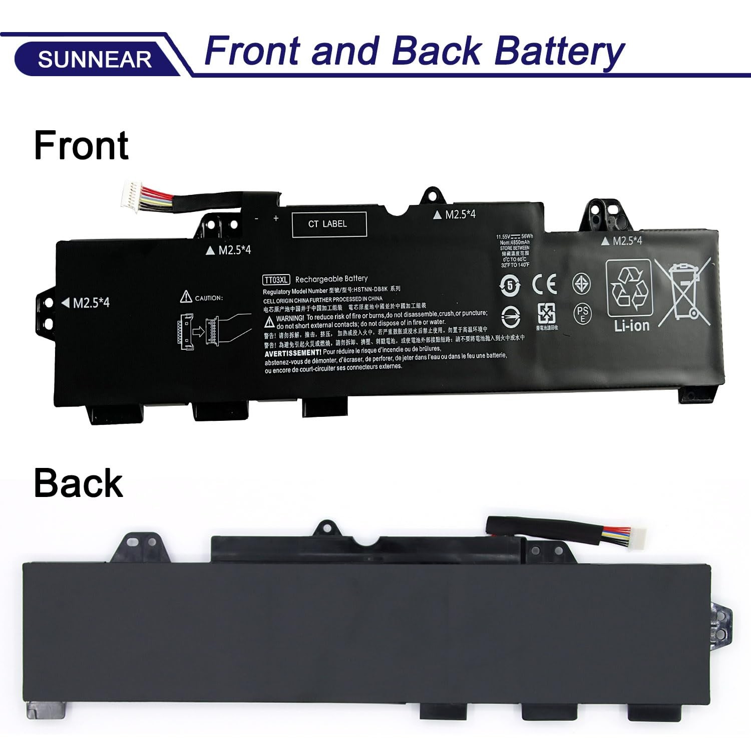 SUNNEAR TT03XL Laptop Battery Replacement for HP EliteBook 755 850 G5, 850 G6, Z