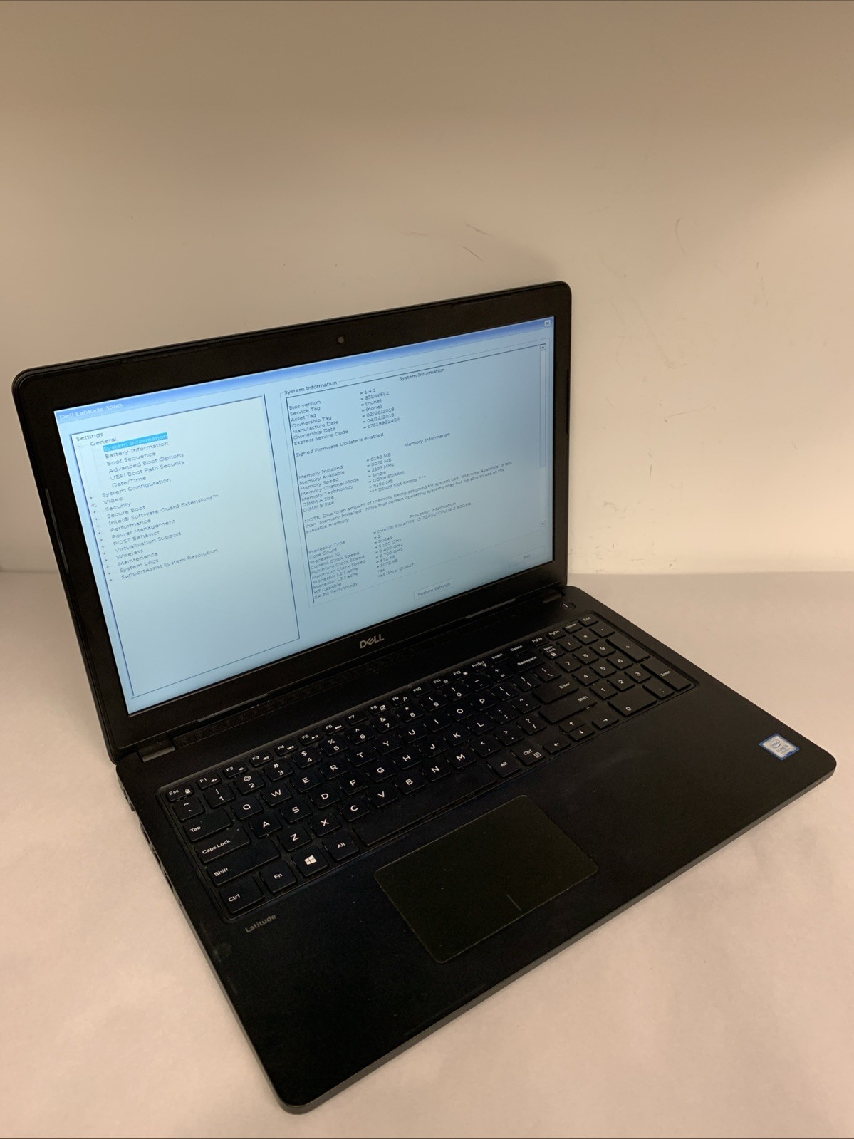 Dell Latitude 3580 15.6″ Laptop i5-7200U 8GB RAM NO HDD | Boot To Bios