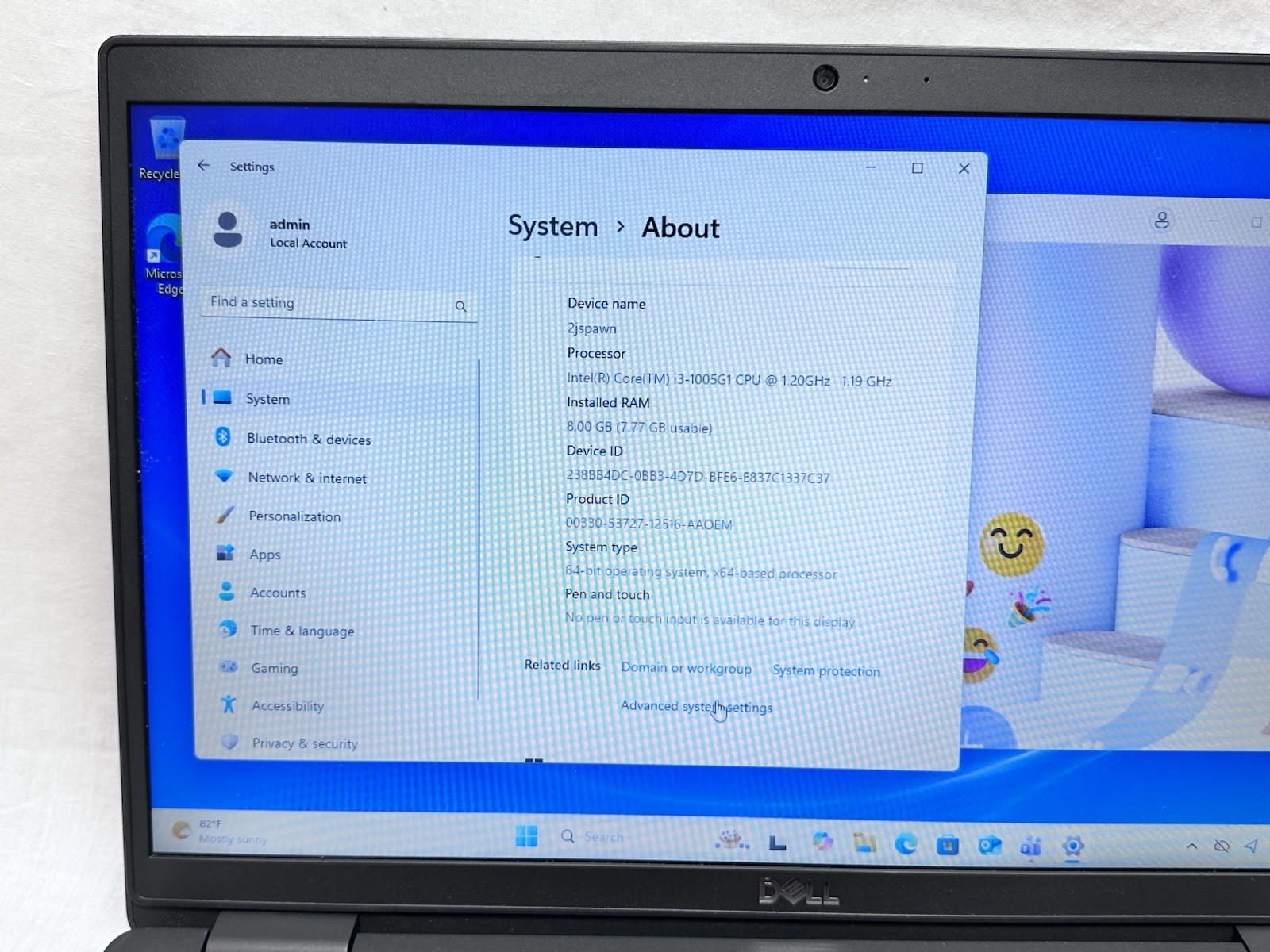 Dell Laptop Latitude 3520 i3-1005G1 3.40GHz 8GB-128GB Win11 Pro