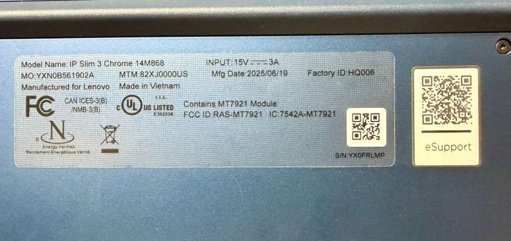 Lenovo IP Slim 3 Chrome 14″ Touch MediaTek 4GB 64GB Chromebook 82XJ0000US OB